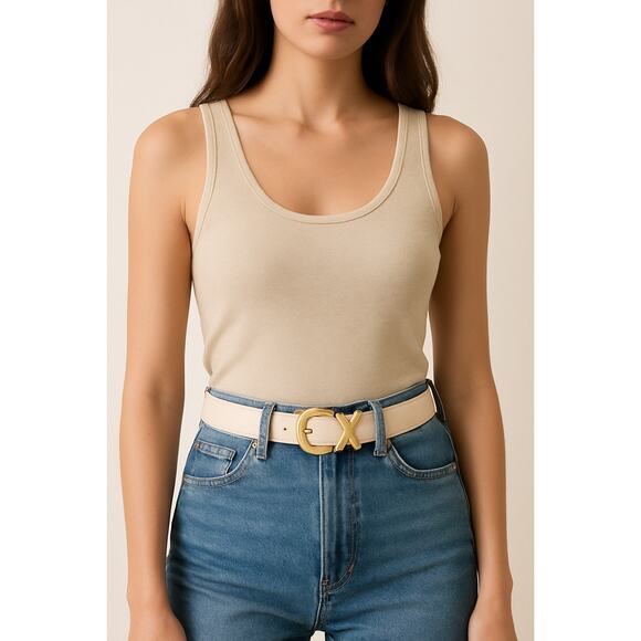 Paloma Picasso Signature "X" Beige Leather Belt Gold
Size Large L/80 Italy - Picture 15 of 16